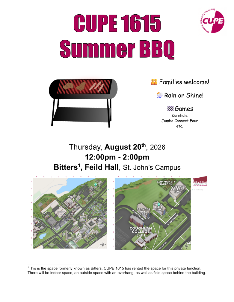 2026 CUPE 1615 Summer BBQ @ Bitters
